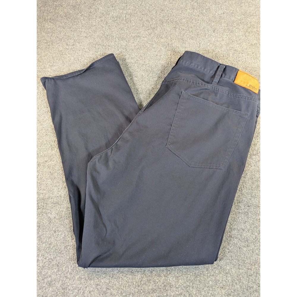 Polo Ralph Lauren Mens‎ Navy Blue Straight Leg 5-Pocket Pants 46x34 Cotton #2405